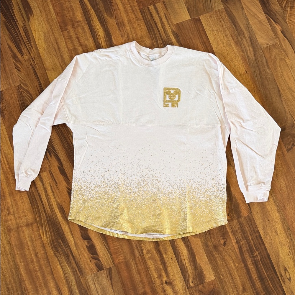 Disney World Spirit Jersey pale pink/gold Long Sleeve Tee sz M - Picture 4 of 17